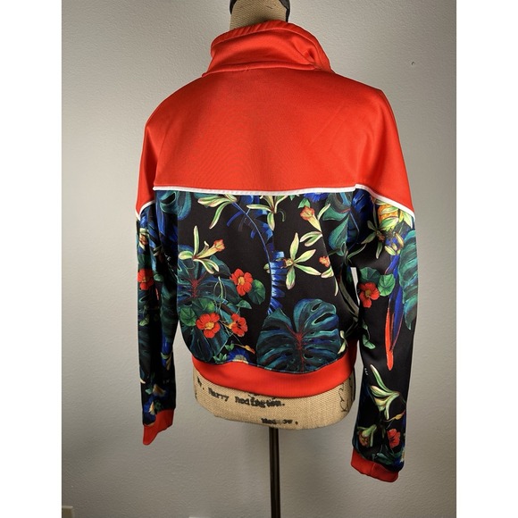 Nike Sportswear Jacket Womens Large Red Tropical Full Zip Lightweight Cropped - Picture 5 of 11